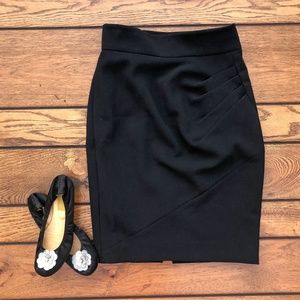 Tracy Reese Black Pleated Pencil Skirt, 8